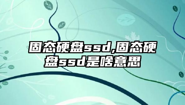 固態(tài)硬盤ssd,固態(tài)硬盤ssd是啥意思