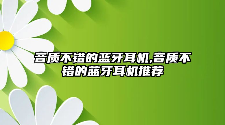 音質不錯的藍牙耳機,音質不錯的藍牙耳機推薦