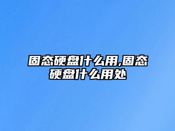 固態硬盤什么用,固態硬盤什么用處