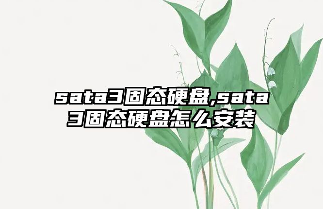 sata3固態(tài)硬盤,sata3固態(tài)硬盤怎么安裝