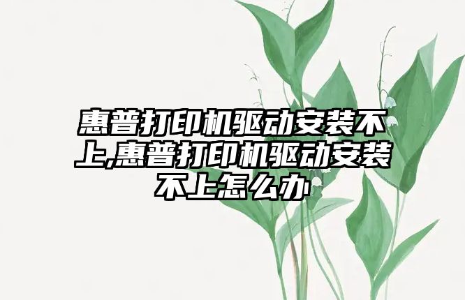 惠普打印機驅動安裝不上,惠普打印機驅動安裝不上怎么辦