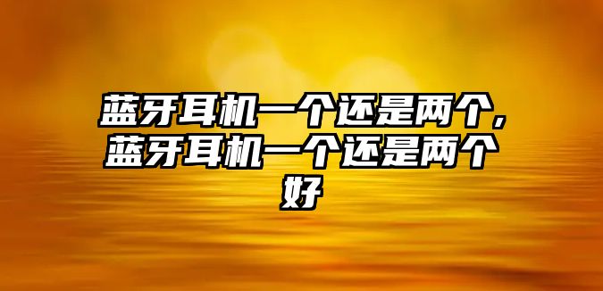 藍(lán)牙耳機(jī)一個(gè)還是兩個(gè),藍(lán)牙耳機(jī)一個(gè)還是兩個(gè)好