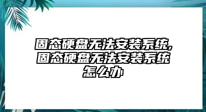 固態硬盤無法安裝系統,固態硬盤無法安裝系統怎么辦